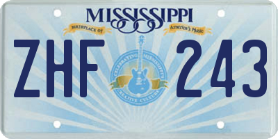 MS license plate ZHF243