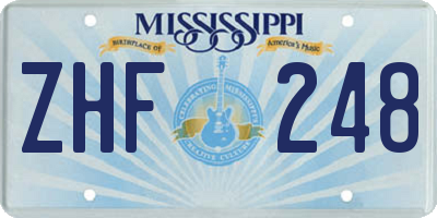 MS license plate ZHF248