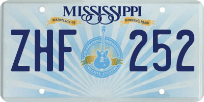 MS license plate ZHF252