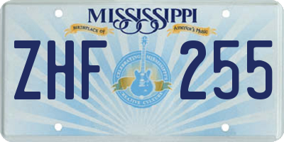 MS license plate ZHF255