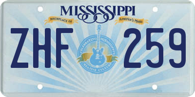 MS license plate ZHF259