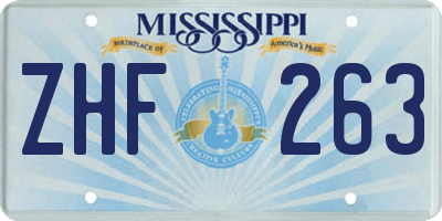 MS license plate ZHF263