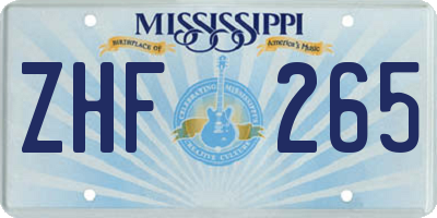 MS license plate ZHF265