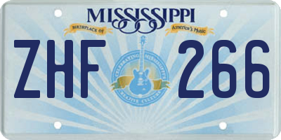 MS license plate ZHF266