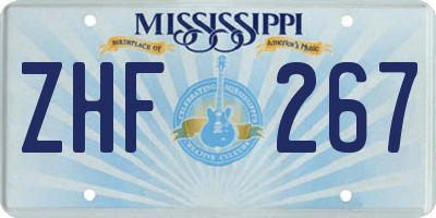 MS license plate ZHF267