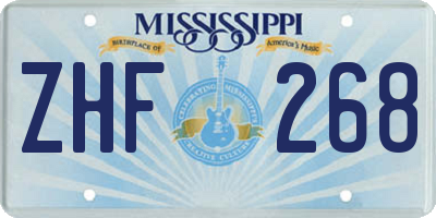MS license plate ZHF268