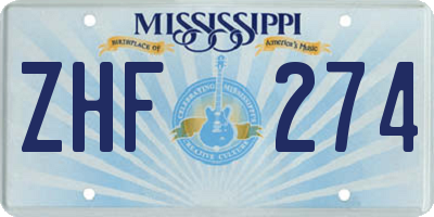 MS license plate ZHF274