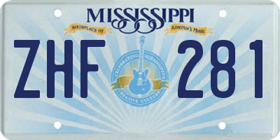 MS license plate ZHF281