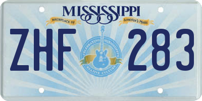 MS license plate ZHF283