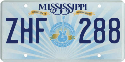 MS license plate ZHF288