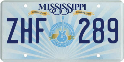 MS license plate ZHF289