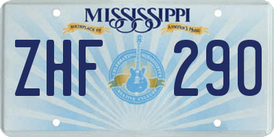 MS license plate ZHF290