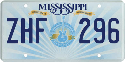 MS license plate ZHF296