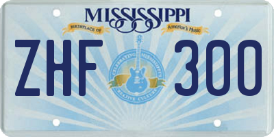 MS license plate ZHF300