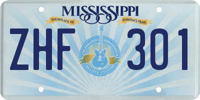 MS license plate ZHF301