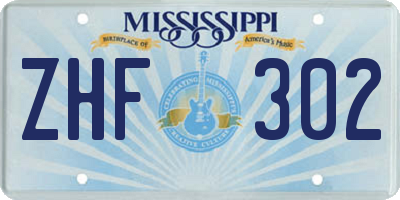 MS license plate ZHF302