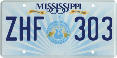 MS license plate ZHF303