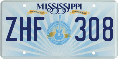 MS license plate ZHF308