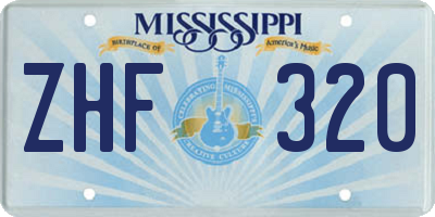 MS license plate ZHF320