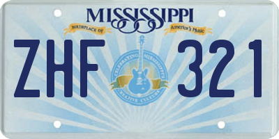 MS license plate ZHF321