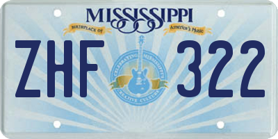 MS license plate ZHF322