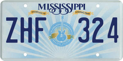 MS license plate ZHF324