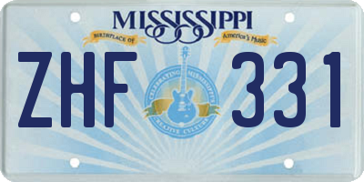MS license plate ZHF331