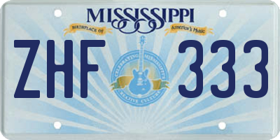 MS license plate ZHF333