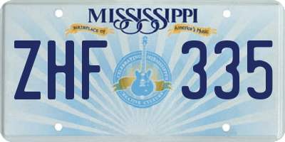 MS license plate ZHF335