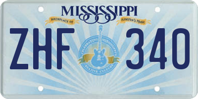 MS license plate ZHF340