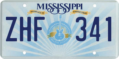 MS license plate ZHF341