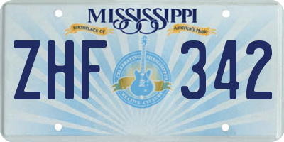 MS license plate ZHF342