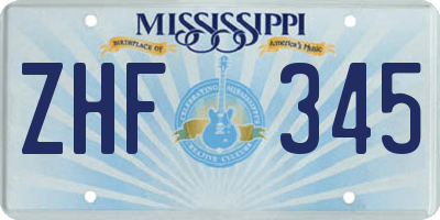 MS license plate ZHF345