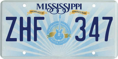 MS license plate ZHF347
