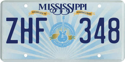 MS license plate ZHF348