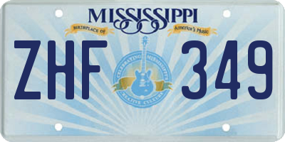 MS license plate ZHF349