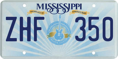 MS license plate ZHF350