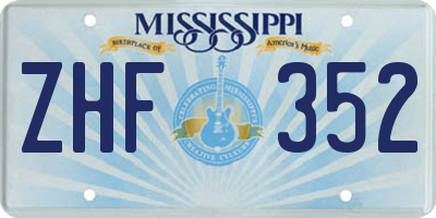 MS license plate ZHF352