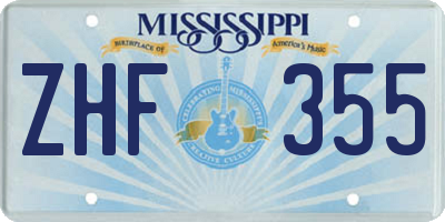 MS license plate ZHF355