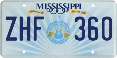 MS license plate ZHF360