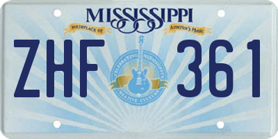 MS license plate ZHF361