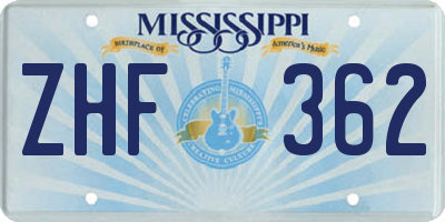 MS license plate ZHF362