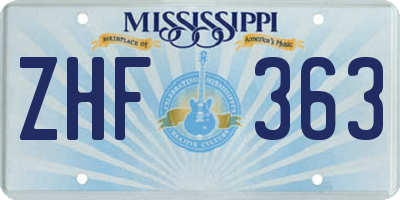MS license plate ZHF363