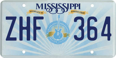 MS license plate ZHF364