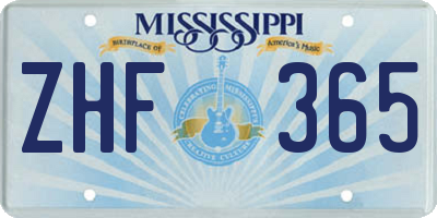 MS license plate ZHF365