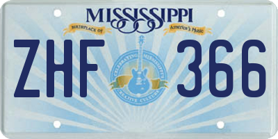 MS license plate ZHF366