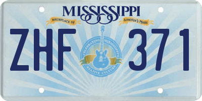 MS license plate ZHF371