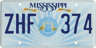 MS license plate ZHF374