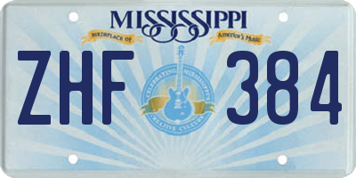 MS license plate ZHF384