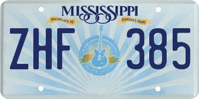 MS license plate ZHF385